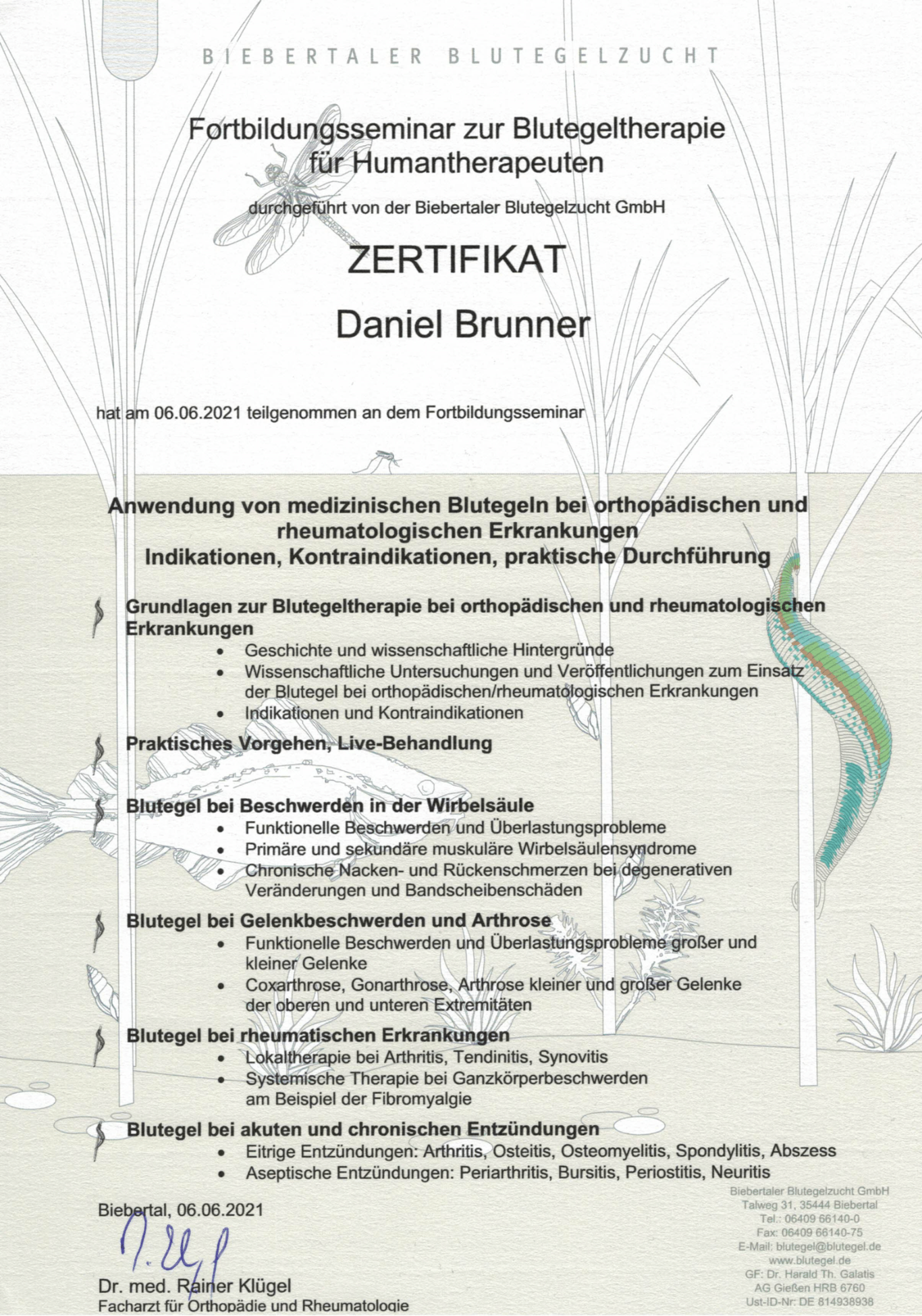 HP Brunner, Daniel Brunner, Heilpraktiker, Naturheilpraxis Daniel Brunner Berlin, Blutegeltherapie