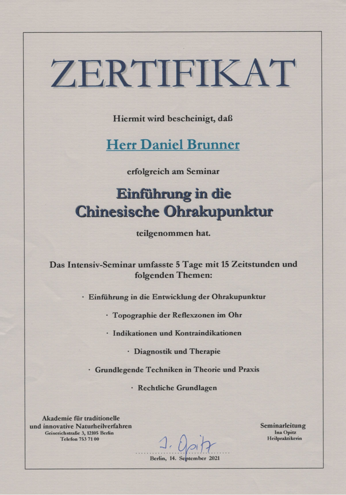 HP Brunner, Daniel Brunner, Heilpraktiker, Naturheilpraxis Daniel Brunner Berlin