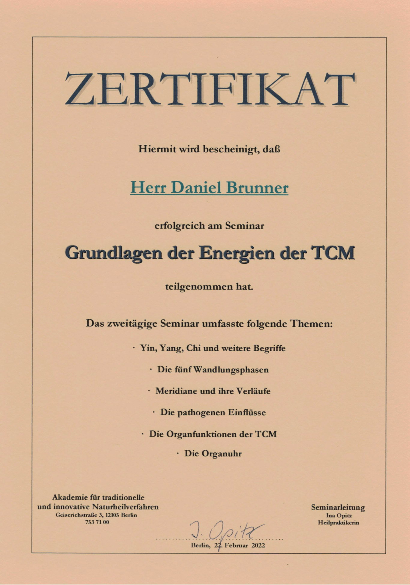 HP Brunner, Daniel Brunner, Heilpraktiker, Akupunkteur